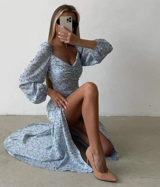 Puķaina kleita A43